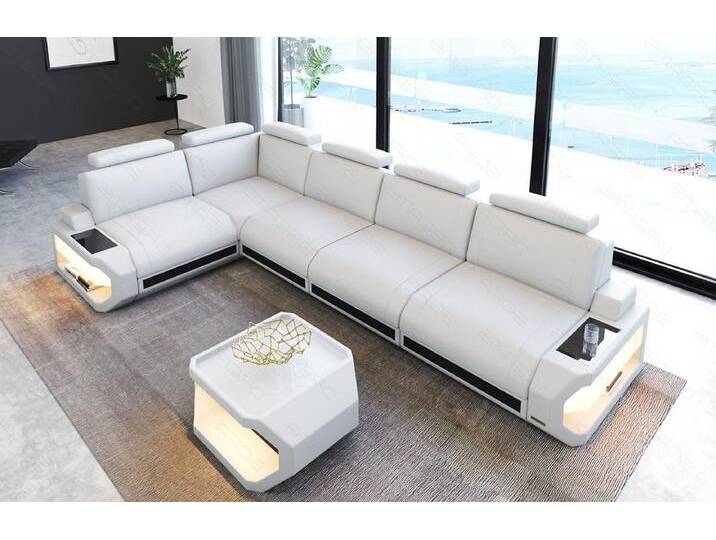 Sofa Dreams Ecksofa Leder Sofa Couch Siena L Form lang Ledercouch, L-Form Ledersofa mit LED-Beleuchtung, schwarz weiß, weiß-schwarz Sofa Dreams Ecksofa Leder Sofa Couch Siena L Form lang Ledercouch, L-Form Ledersofa mit LED-Beleuchtung, schwarz weiß, weiß-schwarz von sofa-dreams