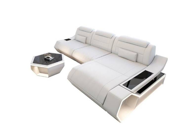 Sofa Dreams Ecksofa Leder Sofa Couch Toscano L Form Ledercouch, LED Beleuchtung von sofa-dreams