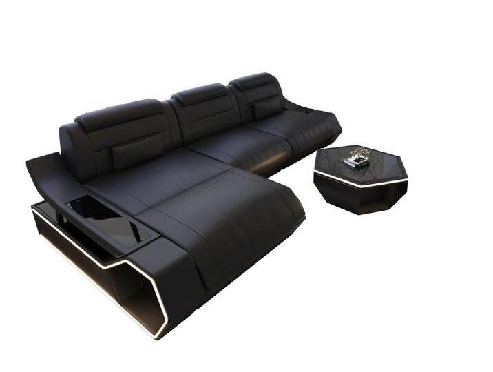 Sofa Dreams Ecksofa Leder Sofa Couch Toscano L Form Ledercouch, LED Beleuchtung von sofa-dreams