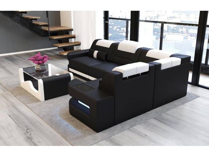Sofa Dreams Ecksofa Leder Sofa Ledercouch Como L Form Ledersofa, Couch, mit LED, wahlweise mit Bettfunktion als Schlafsofa, Designersofa von sofa-dreams