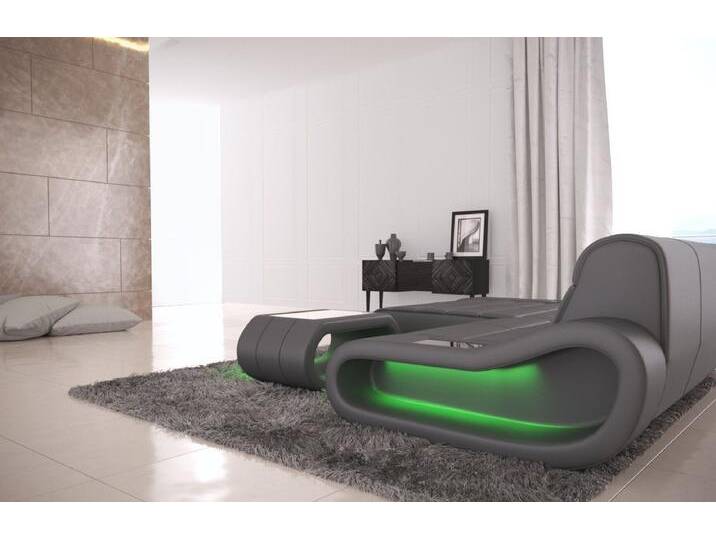Sofa Dreams Ecksofa Leder Sofa Ledercouch Concept L Form kurz Ledersofa, Couch, mit LED, Designersofa mit ergonomischer Rückenlehne, grau, grau von sofa-dreams
