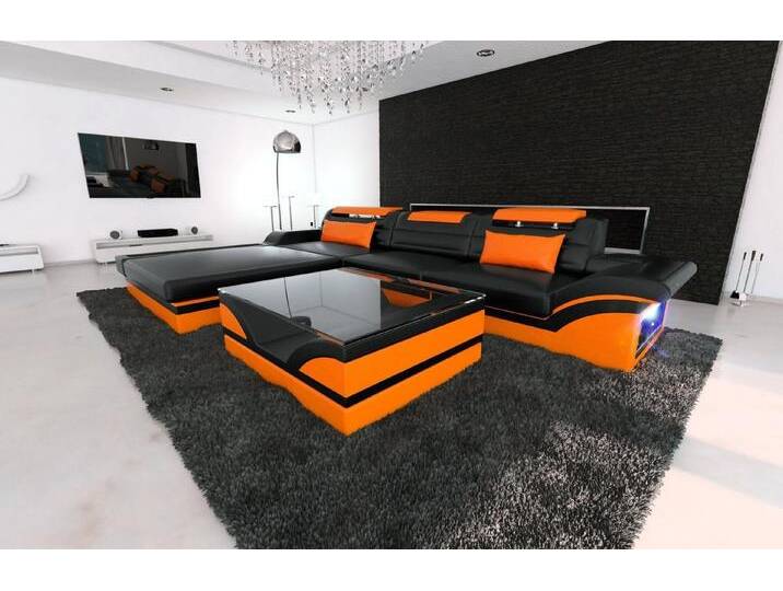 Sofa Dreams Ecksofa Leder Sofa Ledercouch Parma L Form Ledersofa, Couch, mit LED, wahlweise mit Bettfunktion als Schlafsofa, Designersofa von sofa-dreams