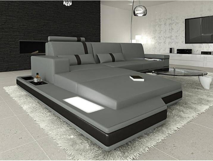 Sofa Dreams Ecksofa Ledercouch Leder Sofa Messana L Form Ledersofa, Couch, mit LED, Designersofa, grau schwarz, Mit Bettfunktion-RGB-LED-Beleuchtung Sofa Dreams Ecksofa Ledercouch Leder Sofa Messana L Form Ledersofa, Couch, mit LED, Designersofa, grau schwarz, Mit Bettfunktion-RGB-LED-Beleuchtung von sofa-dreams