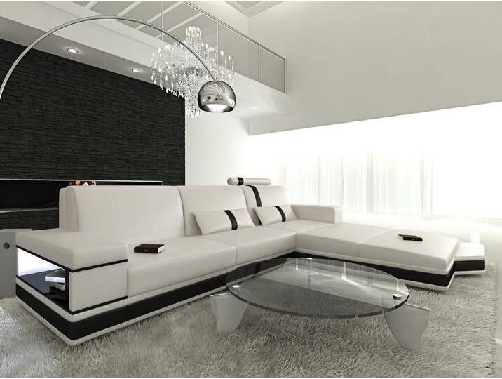 Sofa Dreams Ecksofa Ledercouch Leder Sofa Messana L Form Ledersofa, Couch, mit LED, wahlweise mit Bettfunktion als Schlafsofa, Designersofa von sofa-dreams