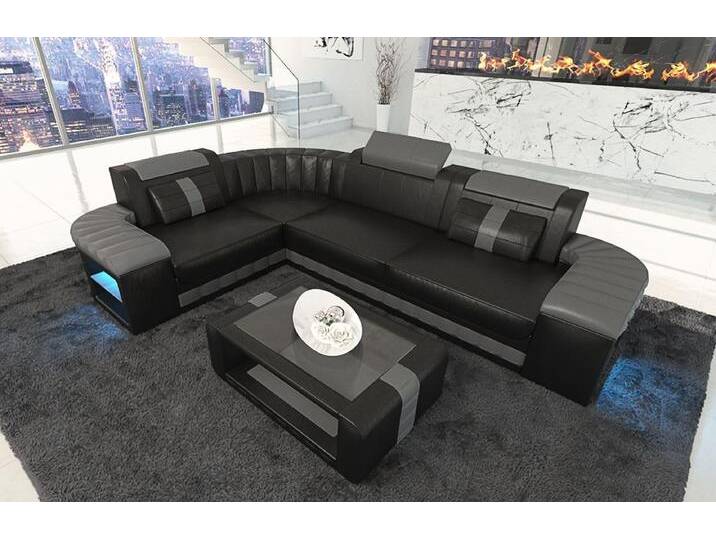 Sofa Dreams Ecksofa Ledercouch Ledersofa Bergamo L Form Leder Sofa, Couch, mit LED, Designersofa, grau schwarz, Mit Bettfunktion-RGB-LED-Beleuchtung Sofa Dreams Ecksofa Ledercouch Ledersofa Bergamo L Form Leder Sofa, Couch, mit LED, Designersofa, grau schwarz, Mit Bettfunktion-RGB-LED-Beleuchtung von sofa-dreams