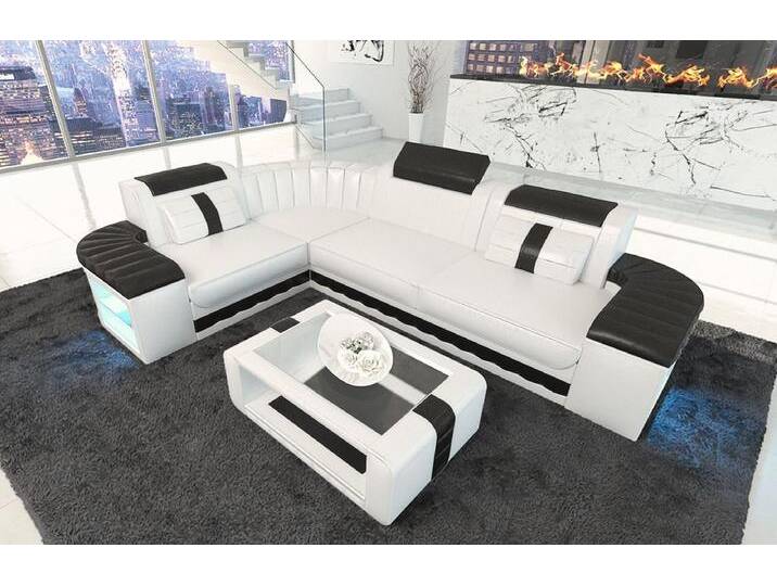 Sofa Dreams Ecksofa Ledercouch Ledersofa Bergamo L Form Leder Sofa, Couch, mit LED, Designersofa, schwarz weiß, Ohne Bettfunktion-RGB-LED-Beleuchtung Sofa Dreams Ecksofa Ledercouch Ledersofa Bergamo L Form Leder Sofa, Couch, mit LED, Designersofa, schwarz weiß, Ohne Bettfunktion-RGB-LED-Beleuchtung von sofa-dreams