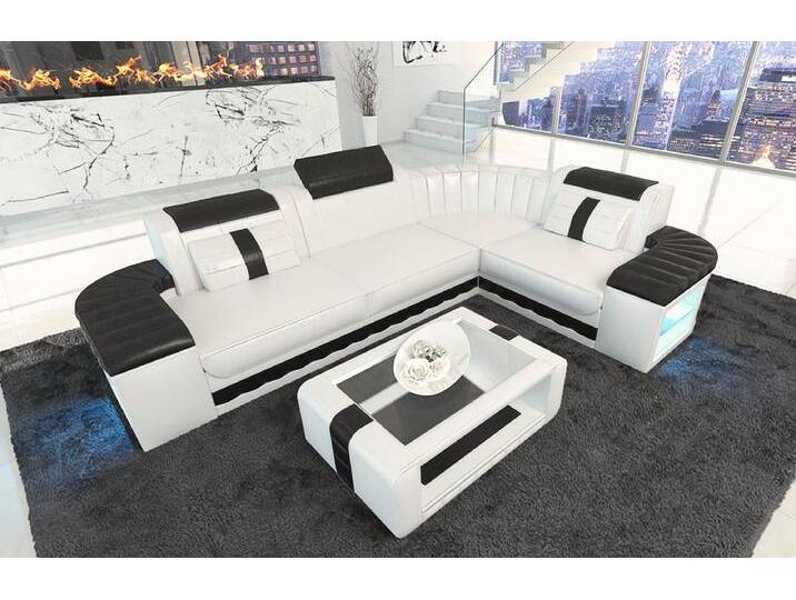 Sofa Dreams Ecksofa Ledercouch Ledersofa Bergamo L Form Leder Sofa, Couch, mit LED, Designersofa, schwarz weiß, Ohne Bettfunktion-RGB-LED-Beleuchtung Sofa Dreams Ecksofa Ledercouch Ledersofa Bergamo L Form Leder Sofa, Couch, mit LED, Designersofa, schwarz weiß, Ohne Bettfunktion-RGB-LED-Beleuchtung von sofa-dreams
