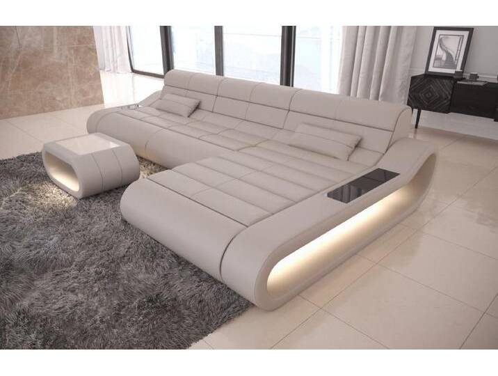 Sofa Dreams Ecksofa Ledercouch Ledersofa Concept L Form lang Sofa Leder, Couch, mit LED, Designersofa mit ergonomischer Rückenlehne, beige gelb, beige von sofa-dreams