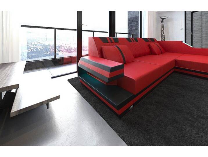 Sofa Dreams Ecksofa Ledercouch Ledersofa Ravenna L Form Leder Sofa, Couch, mit LED, wahlweise mit Bettfunktion als Schlafsofa, Designersofa von sofa-dreams