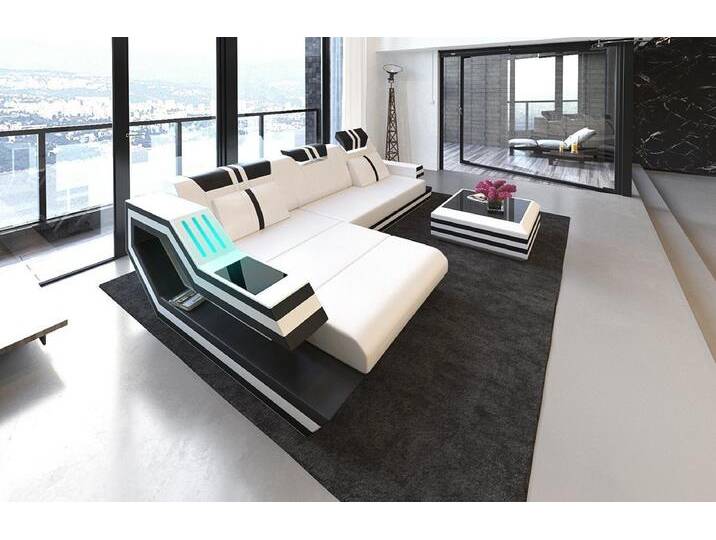 Sofa Dreams Ecksofa Ledercouch Ledersofa Ravenna L Form Leder Sofa, Couch, mit LED, wahlweise mit Bettfunktion als Schlafsofa, Designersofa von sofa-dreams