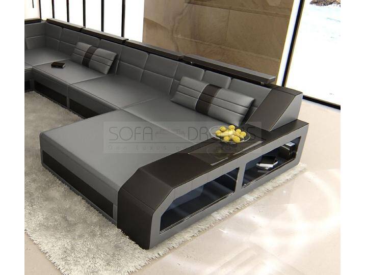 Sofa Dreams Ecksofa Ledercouch Sofa Leder Arezzo L Form Ledersofa, Couch, mit LED, Designersofa, grau schwarz, Ohne Bettfunktion-RGB-LED-Beleuchtung Sofa Dreams Ecksofa Ledercouch Sofa Leder Arezzo L Form Ledersofa, Couch, mit LED, Designersofa, grau schwarz, Ohne Bettfunktion-RGB-LED-Beleuchtung von sofa-dreams