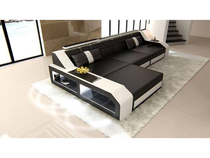 Sofa Dreams Ecksofa Ledercouch Sofa Leder Arezzo L Form Ledersofa, Couch, mit LED, Designersofa, schwarz, Ohne Bettfunktion-RGB-LED-Beleuchtung von sofa-dreams