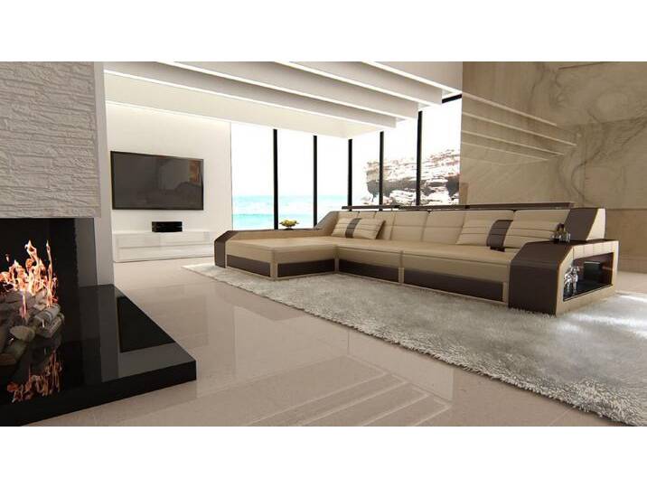 Sofa Dreams Ecksofa Ledercouch Sofa Leder Arezzo L Form Ledersofa, Couch, mit LED, wahlweise mit Bettfunktion als Schlafsofa, Designersofa von sofa-dreams