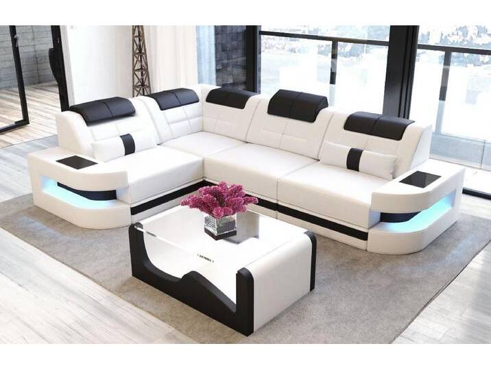 Sofa Dreams Ecksofa Ledercouch Sofa Leder Como L Form Ledersofa, Couch, mit LED, wahlweise mit Bettfunktion als Schlafsofa, Designersofa von sofa-dreams