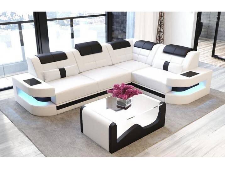 Sofa Dreams Ecksofa Ledercouch Sofa Leder Como L Form Ledersofa, Couch, mit LED, wahlweise mit Bettfunktion als Schlafsofa, Designersofa von sofa-dreams