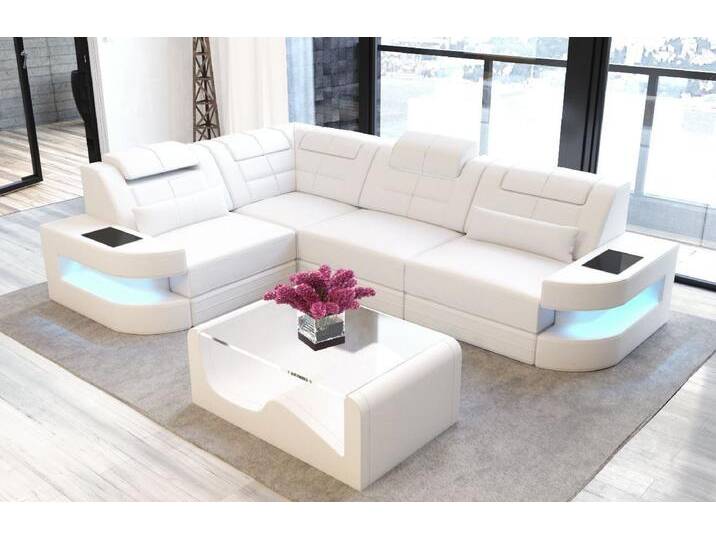 Sofa Dreams Ecksofa Ledercouch Sofa Leder Como L Form Ledersofa, Couch, mit LED, wahlweise mit Bettfunktion als Schlafsofa, Designersofa von sofa-dreams