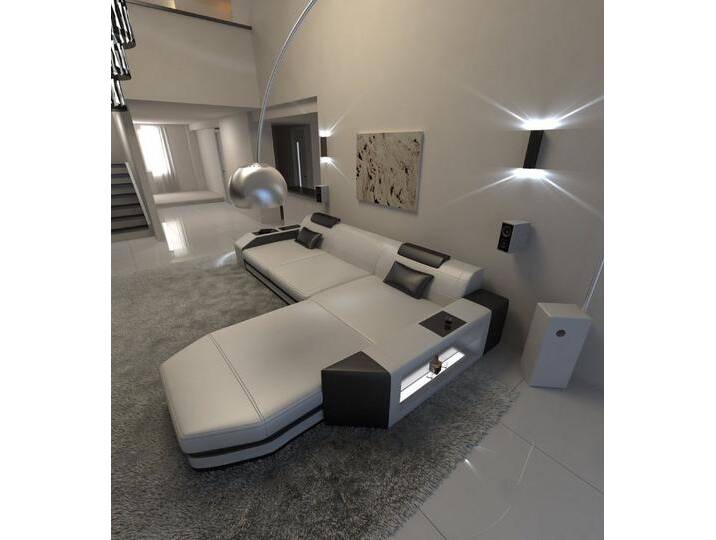 Sofa Dreams Ecksofa Ledercouch Sofa Leder Prato L Form Ledersofa, Couch, mit LED, Designersofa, schwarz weiß, Ohne Bettfunktion-RGB-LED-Beleuchtung Sofa Dreams Ecksofa Ledercouch Sofa Leder Prato L Form Ledersofa, Couch, mit LED, Designersofa, schwarz weiß, Ohne Bettfunktion-RGB-LED-Beleuchtung von sofa-dreams