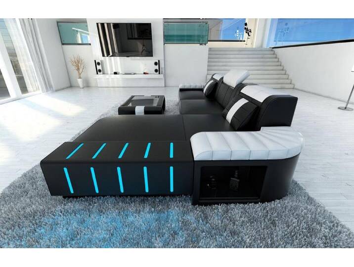Sofa Dreams Ecksofa Ledersofa Bellagio L Form Leder Sofa Ledercouch, Couch, mit LED, wahlweise mit Bettfunktion als Schlafsofa, Designersofa von sofa-dreams