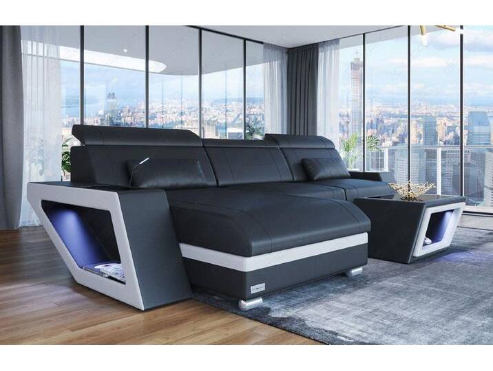 Sofa Dreams Ecksofa Ledersofa Couch Catania L Form Leder Sofa, mit LED, Designersofa, schwarz, Mit Bettfunktion-RGB-LED-Beleuchtung, schwarz-weiß Sofa Dreams Ecksofa Ledersofa Couch Catania L Form Leder Sofa, mit LED, Designersofa, schwarz, Mit Bettfunktion-RGB-LED-Beleuchtung, schwarz-weiß von sofa-dreams
