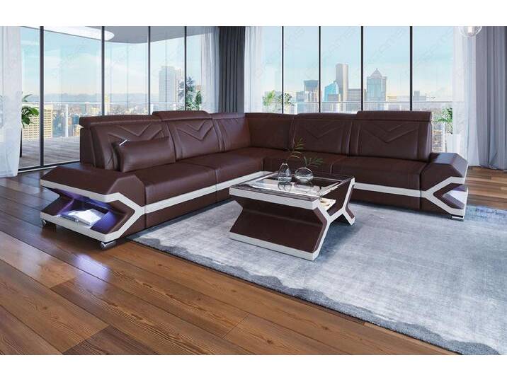 Sofa Dreams Ecksofa Ledersofa Couch Sorrento L Form Sofa Leder, mit LED, Designersofa, braun, Mit Bettfunktion-RGB-LED-Beleuchtung, braun-weiss Sofa Dreams Ecksofa Ledersofa Couch Sorrento L Form Sofa Leder, mit LED, Designersofa, braun, Mit Bettfunktion-RGB-LED-Beleuchtung, braun-weiss von sofa-dreams