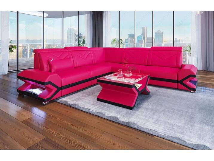 Sofa Dreams Ecksofa Ledersofa Couch Sorrento L Form Sofa Leder, mit LED, Designersofa, rosa schwarz, Mit Bettfunktion-RGB-LED-Beleuchtung Sofa Dreams Ecksofa Ledersofa Couch Sorrento L Form Sofa Leder, mit LED, Designersofa, rosa schwarz, Mit Bettfunktion-RGB-LED-Beleuchtung von sofa-dreams