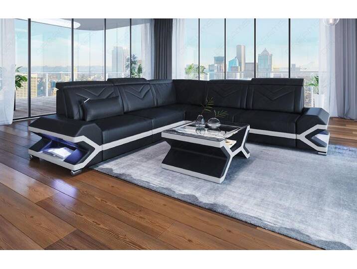 Sofa Dreams Ecksofa Ledersofa Couch Sorrento L Form Sofa Leder, mit LED, Designersofa, schwarz, Mit Bettfunktion-RGB-LED-Beleuchtung, schwarz-weiß Sofa Dreams Ecksofa Ledersofa Couch Sorrento L Form Sofa Leder, mit LED, Designersofa, schwarz, Mit Bettfunktion-RGB-LED-Beleuchtung, schwarz-weiß von sofa-dreams