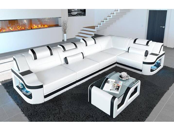 Sofa Dreams Ecksofa Ledersofa Padua L Form Ledercouch Leder Sofa, Couch, mit LED, Designersofa, schwarz weiß, Mit Bettfunktion-RGB-LED-Beleuchtung Sofa Dreams Ecksofa Ledersofa Padua L Form Ledercouch Leder Sofa, Couch, mit LED, Designersofa, schwarz weiß, Mit Bettfunktion-RGB-LED-Beleuchtung von sofa-dreams