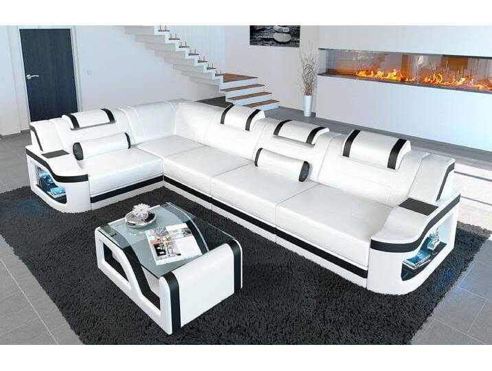 Sofa Dreams Ecksofa Ledersofa Padua L Form Ledercouch Leder Sofa, Couch, mit LED, Designersofa, schwarz weiß, Mit Bettfunktion-RGB-LED-Beleuchtung Sofa Dreams Ecksofa Ledersofa Padua L Form Ledercouch Leder Sofa, Couch, mit LED, Designersofa, schwarz weiß, Mit Bettfunktion-RGB-LED-Beleuchtung von sofa-dreams