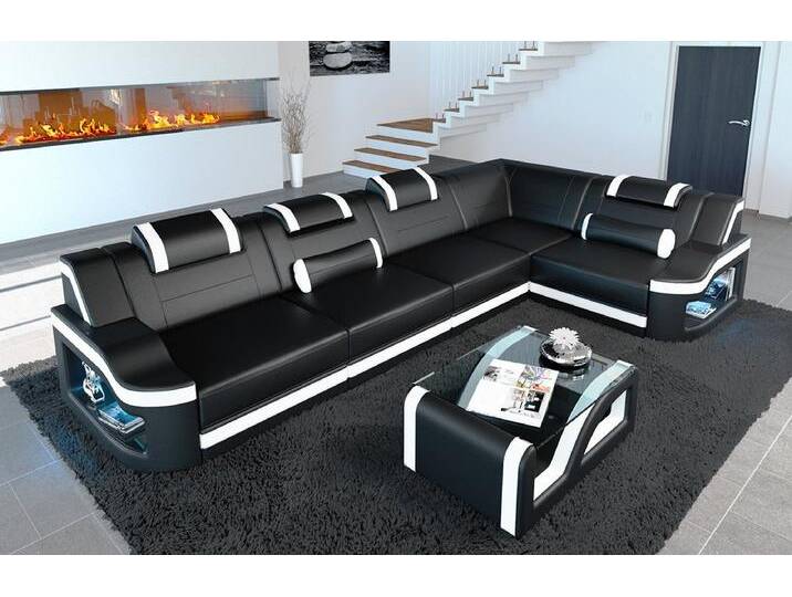 Sofa Dreams Ecksofa Ledersofa Padua L Form Ledercouch Leder Sofa, Couch, mit LED, wahlweise mit Bettfunktion als Schlafsofa, Designersofa von sofa-dreams