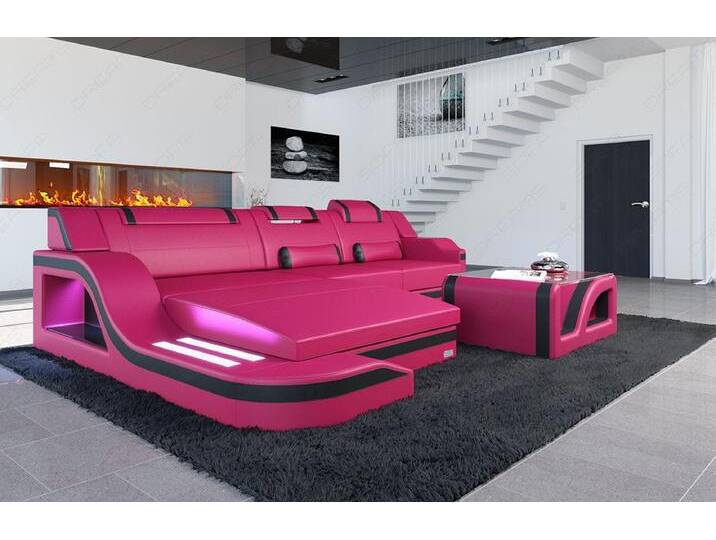 Sofa Dreams Ecksofa Ledersofa Palermo L Form Mini, Designersofa Couch, mit LED Licht & USB Anschluss von sofa-dreams