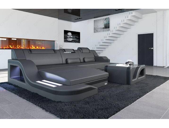 Sofa Dreams Ecksofa Ledersofa Palermo L Form Mini, Designersofa Couch, mit LED Licht & USB Anschluss von sofa-dreams