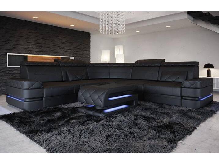 Sofa Dreams Ecksofa Ledersofa Positano L Form Mini, Designersofa, Sofa mit Beleuchtung von sofa-dreams