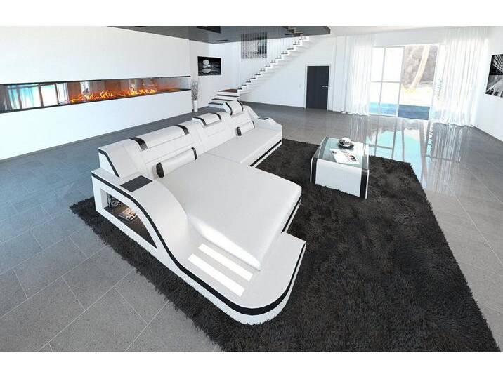 Sofa Dreams Ecksofa Palermo L Form Leder Sofa, Couch, mit LED, Designersofa, schwarz weiß, Ohne Bettfunktion, weiß-schwarz Sofa Dreams Ecksofa Palermo L Form Leder Sofa, Couch, mit LED, Designersofa, schwarz weiß, Ohne Bettfunktion, weiß-schwarz von sofa-dreams
