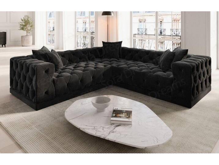 Sofa Dreams Ecksofa Polster Designer Samt Stoff Sofa Palma L Form Stoffsofa, schwarz, Schwarz von sofa-dreams