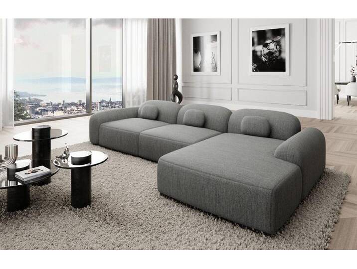 Sofa Dreams Ecksofa Polstersofa Stoff Couch Stoffsofa Modern Sofa Barcelona L Form kurz, Lounge-Sofa, grau, Dunkelgrau-Webstoff von sofa-dreams