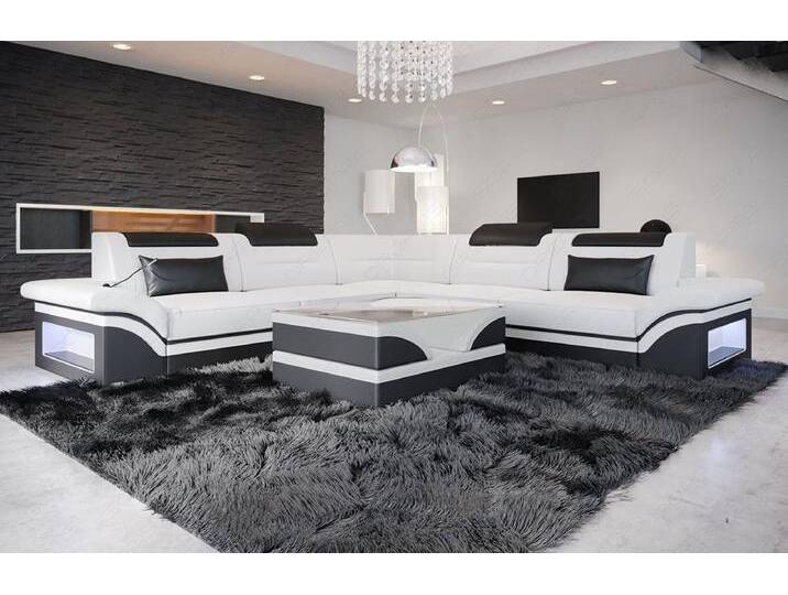 Sofa Dreams Ecksofa Sofa Leder Brianza L Form Ledersofa, Couch, mit LED, Designersofa, schwarz weiß, Mit Bettfunktion-RGB-LED-Beleuchtung Sofa Dreams Ecksofa Sofa Leder Brianza L Form Ledersofa, Couch, mit LED, Designersofa, schwarz weiß, Mit Bettfunktion-RGB-LED-Beleuchtung von sofa-dreams