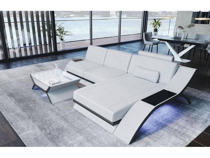 Sofa Dreams Ecksofa Sofa Leder Calabria L Form Ledersofa, Couch, mit LED Beleuchtung, USB Anschluss und Multifunktions-Console, schwarz weiß Sofa Dreams Ecksofa Sofa Leder Calabria L Form Ledersofa, Couch, mit LED Beleuchtung, USB Anschluss und Multifunktions-Console, schwarz weiß von sofa-dreams