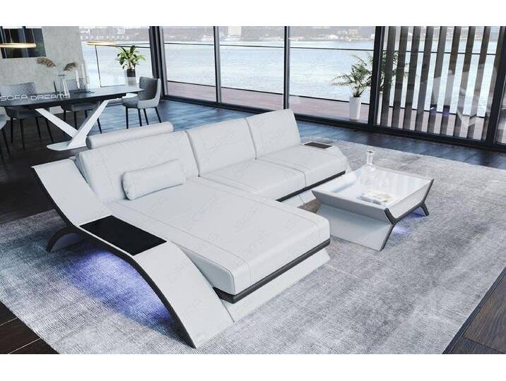 Sofa Dreams Ecksofa Sofa Leder Calabria L Form Ledersofa, Couch, mit LED Beleuchtung, USB Anschluss und Multifunktions-Console, schwarz weiß Sofa Dreams Ecksofa Sofa Leder Calabria L Form Ledersofa, Couch, mit LED Beleuchtung, USB Anschluss und Multifunktions-Console, schwarz weiß von sofa-dreams