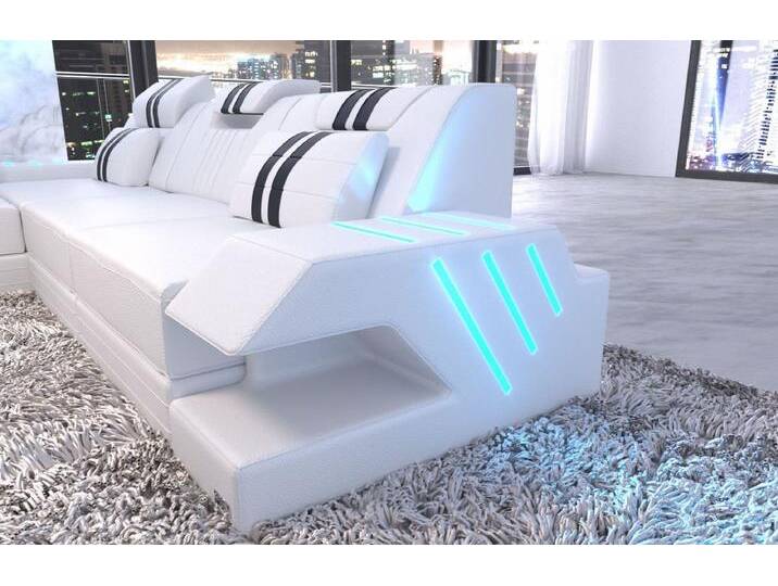 Sofa Dreams Ecksofa Sofa Leder Ledercouch Venedig L Form Ledersofa, Couch, mit LED, Designersofa, schwarz weiß, Ohne Bettfunktion-RGB-LED-Beleuchtung Sofa Dreams Ecksofa Sofa Leder Ledercouch Venedig L Form Ledersofa, Couch, mit LED, Designersofa, schwarz weiß, Ohne Bettfunktion-RGB-LED-Beleuchtung von sofa-dreams