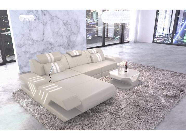 Sofa Dreams Ecksofa Sofa Leder Ledercouch Venedig L Form Ledersofa, Couch, mit LED, wahlweise mit Bettfunktion als Schlafsofa, Designersofa von sofa-dreams