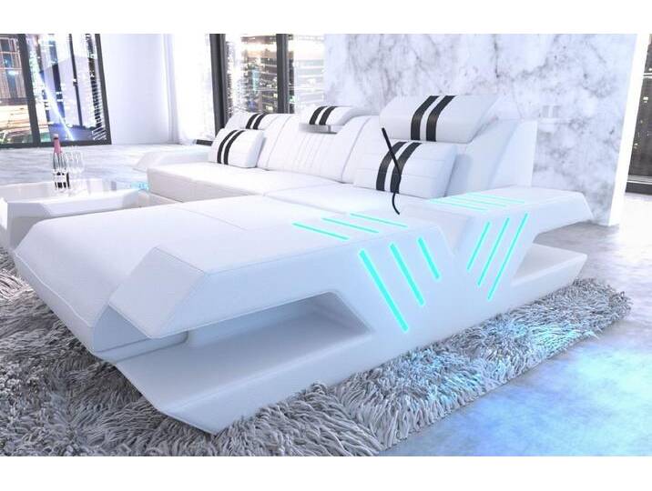 Sofa Dreams Ecksofa Sofa Leder Ledercouch Venedig L Form Ledersofa, Couch, mit LED, wahlweise mit Bettfunktion als Schlafsofa, Designersofa von sofa-dreams
