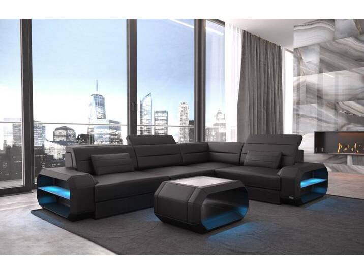 Sofa Dreams Ecksofa Sofa Leder Ledercouch Verona L Form Ledersofa, Couch, mit LED, Designersofa, schwarz, Mit Bettfunktion-RGB-LED-Beleuchtung Sofa Dreams Ecksofa Sofa Leder Ledercouch Verona L Form Ledersofa, Couch, mit LED, Designersofa, schwarz, Mit Bettfunktion-RGB-LED-Beleuchtung von sofa-dreams