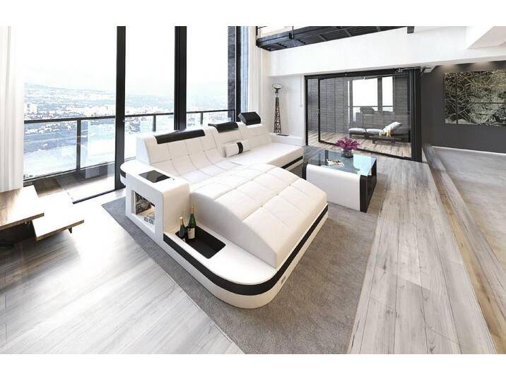 Sofa Dreams Ecksofa Sofa Leder Ledercouch Wave L Form Ledersofa, Couch von sofa-dreams