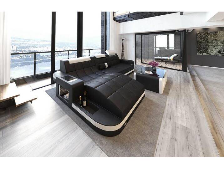 Sofa Dreams Ecksofa Sofa Leder Ledercouch Wave L Form Ledersofa, Couch von sofa-dreams