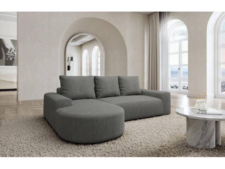 Sofa Dreams Ecksofa Stoff Ecksofa Gomera L Form kurz, Ottomane, Zierkissen, L-kurz Form, Ecksofa, grau, Webstoff-Dunkelgrau von sofa-dreams