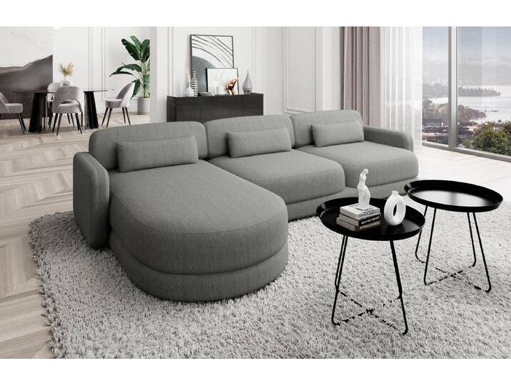 Sofa Dreams Ecksofa Stoff Sofa Eck Couch Polster Stoffsofa Modern Valencia L Form kurz, Loungesofa, grau, Dunkelgrau-Webstoff von sofa-dreams