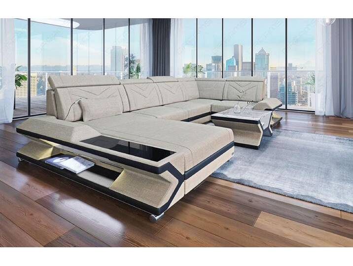 Sofa Dreams Ecksofa Stoffsofa Couch Polster Sofa Napoli U Form Wohnlandschaft, mit LED, USB-Anschluss, ausziehbare Bettfunktion, Designersofa, schwarz weiß Sofa Dreams Ecksofa Stoffsofa Couch Polster Sofa Napoli U Form Wohnlandschaft, mit LED, USB-Anschluss, ausziehbare Bettfunktion, Designersofa, schwarz weiß von sofa-dreams