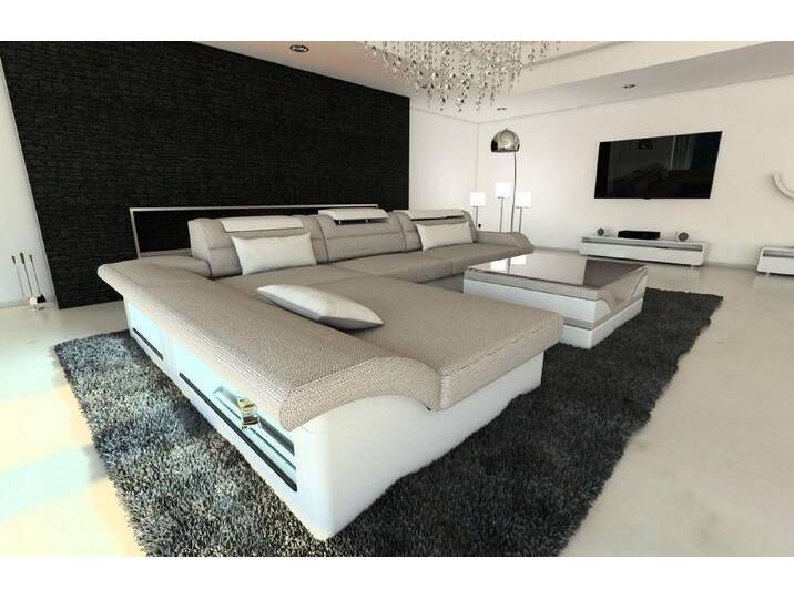 Sofa Dreams Ecksofa Stoffsofa Couch Stoff Polstersofa Monza L Form, mit LED, ausziehbare Bettfunktion, Designersofa, grau Sofa Dreams Ecksofa Stoffsofa Couch Stoff Polstersofa Monza L Form, mit LED, ausziehbare Bettfunktion, Designersofa, grau von sofa-dreams
