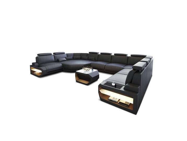Sofa Dreams LEDERSOFA, Grau, Leder, L-Form, 427x93x280 cm, Wohnzimmer, Sofas & Couches, Wohnlandschaften, Wohnlandschaften in U-Form von sofa-dreams