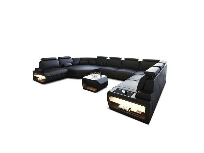 Sofa Dreams LEDERSOFA, Schwarz, Leder, L-Form, 427x93x280 cm, Wohnzimmer, Sofas & Couches, Wohnlandschaften, Wohnlandschaften in U-Form von sofa-dreams